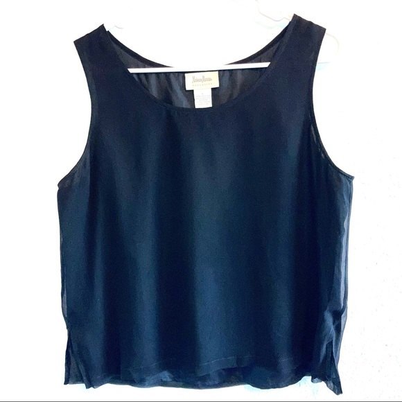 Neiman Marcus Tops - Vintage Silk Neiman Marcus Black 100% Silk Semi Sheer Tank Top Size Large